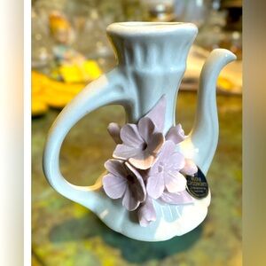Capodimonte Flower Savastano Gricci Italy Figurine Pink Rose Nuova Pitcher Vtg